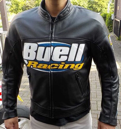 Buell Motorcycle Black Leather Jacket 