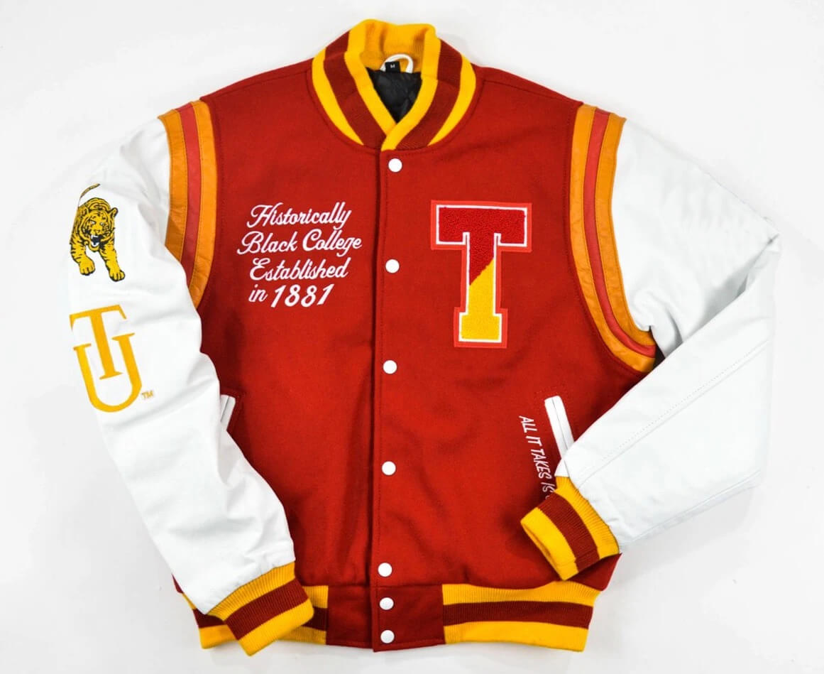 red and yellow varsity jacket