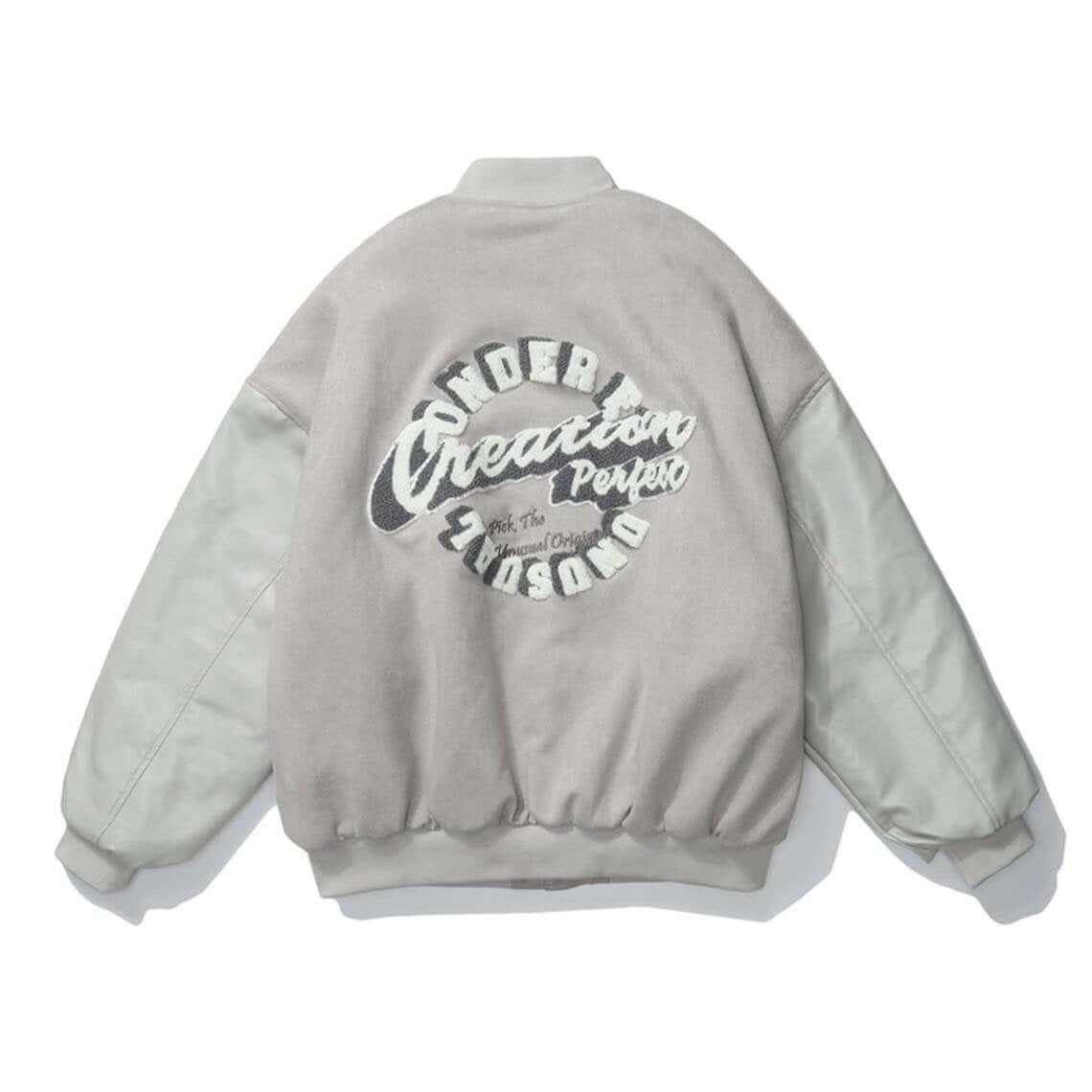 White Y2K College Varsity Jacket 