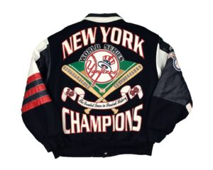 yankees leather sleeve jacket