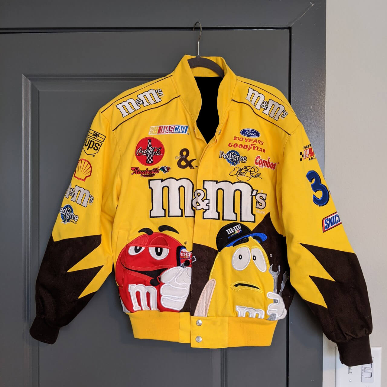 Vintage Yellow NASCAR M\u0026M Cotton Jacket 