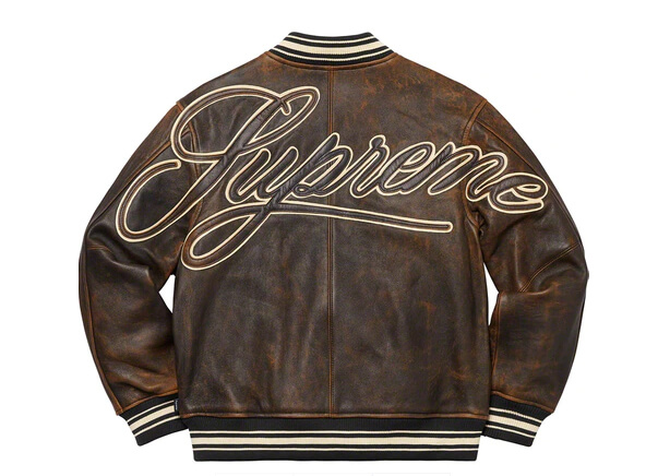 leather varsity jacket supreme