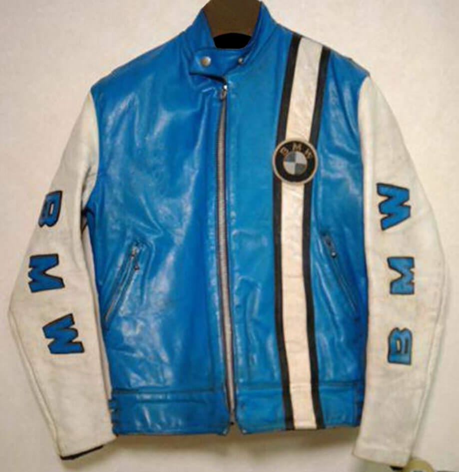 Vintage BMW Motorcycle Blue And White 