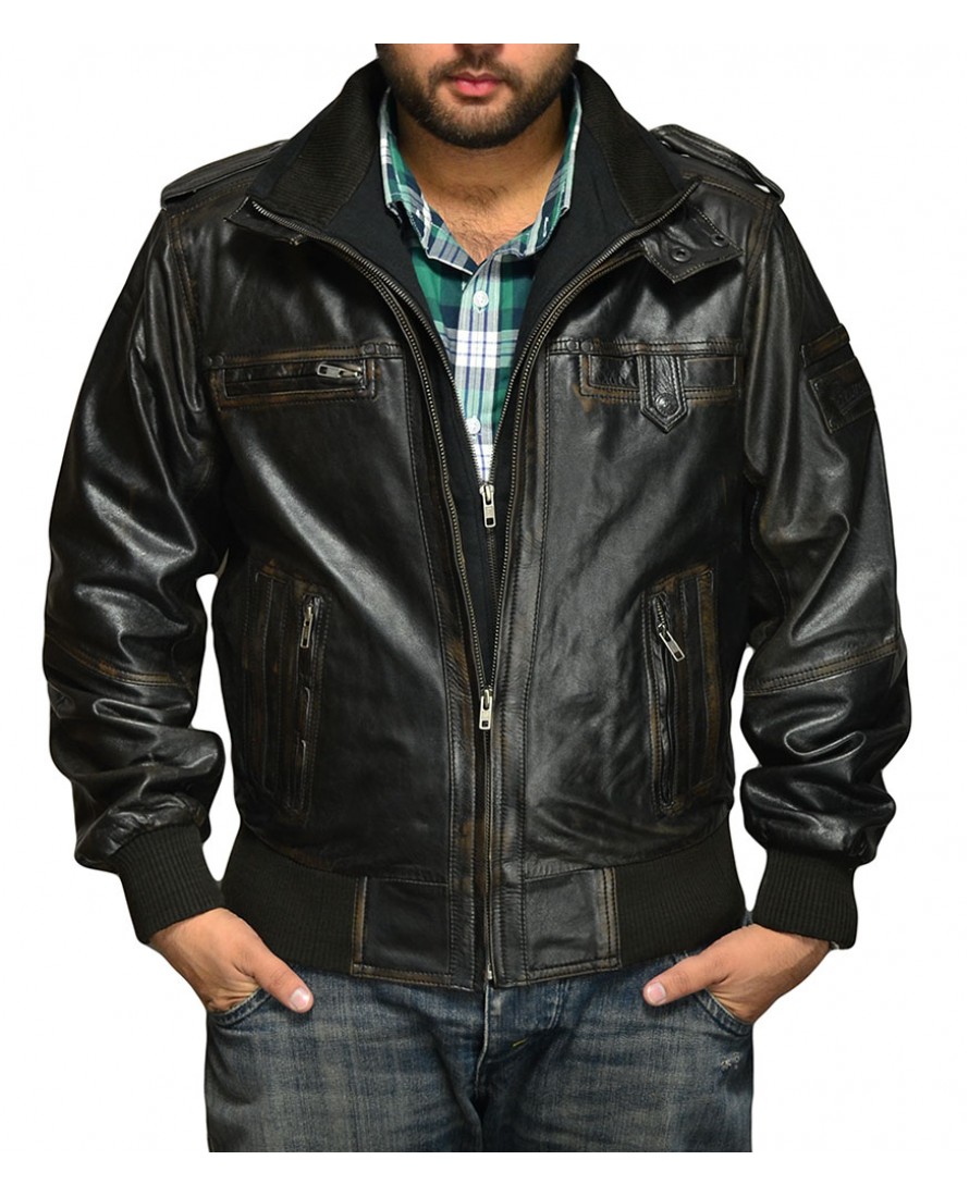 Men s Distressed iBrown Bomber Jacketi iJacketsi Maker Men s Distressed iBrown Bomber Jacketi iJacketsi Maker