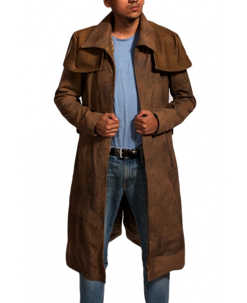Army Brown Leather Duster