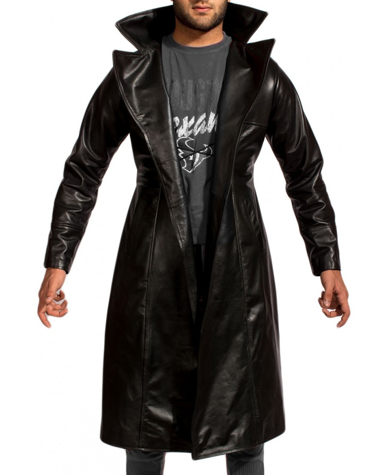 dracula black leather coat