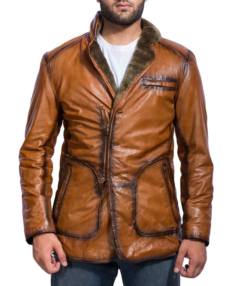 Men's Brown Fur Jacke Jackets Maker