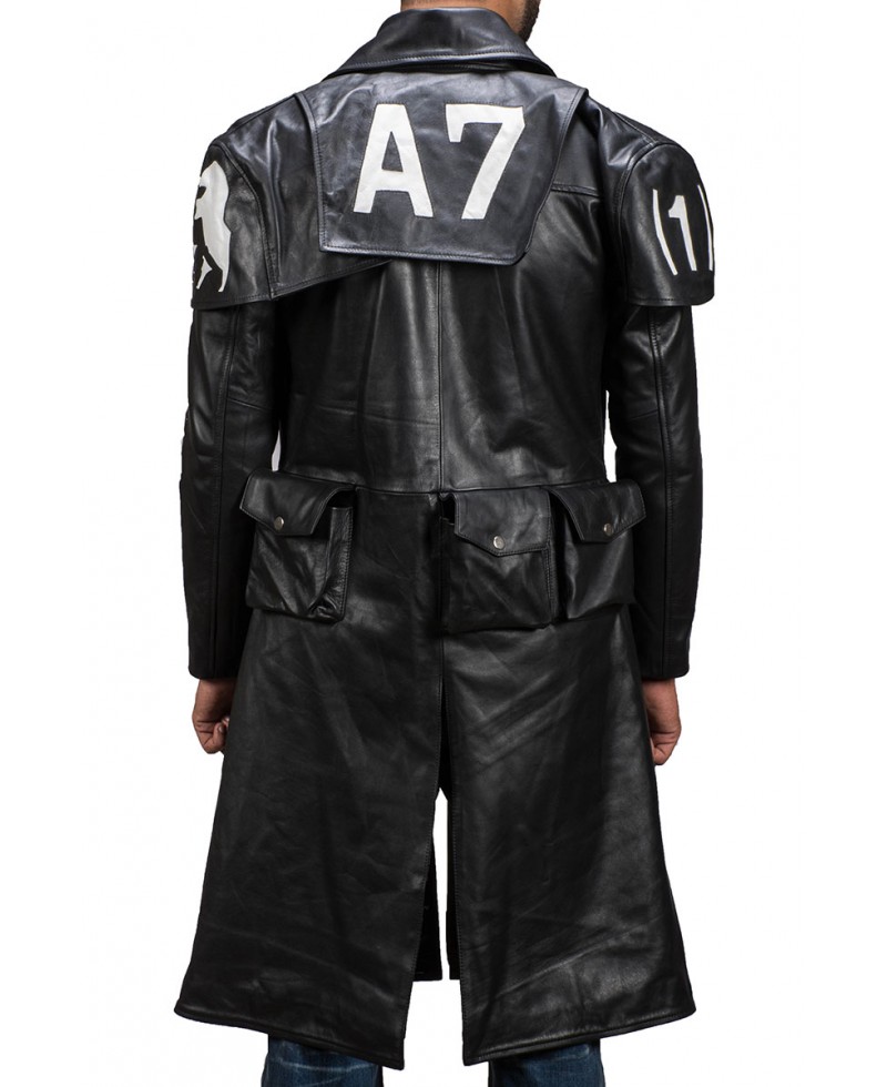 Army Black Leather Duster Coat - Jackets Maker