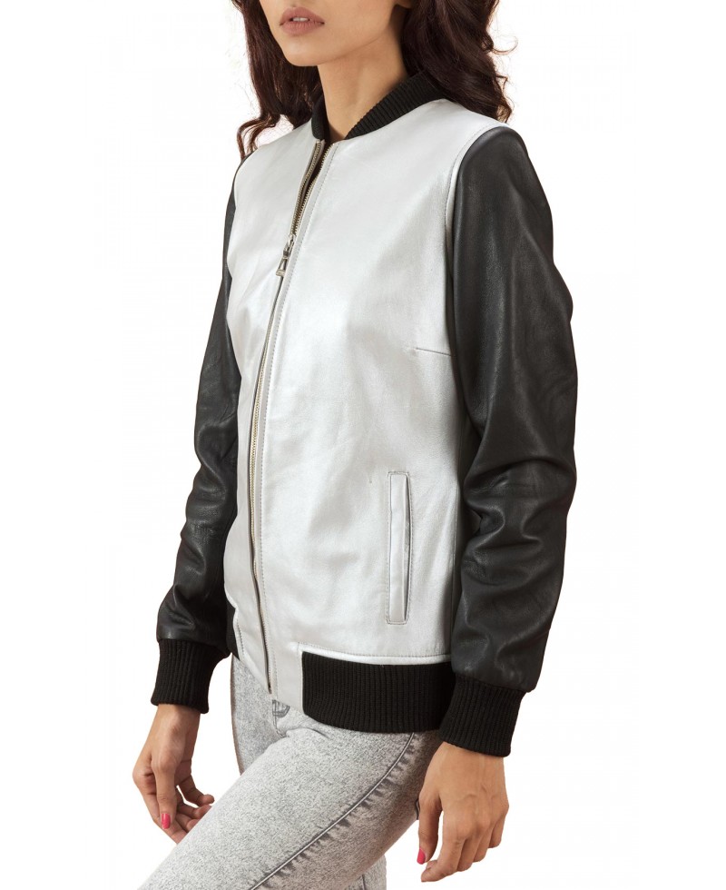 Silver And Black Leather Er Jacket Jackets Maker Silver And Black Leather Er Jacket