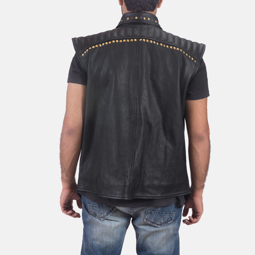 Dominio Deval Black Leather Studded Vest Jackets Maker Dominio Deval Black Leather Studded Vest