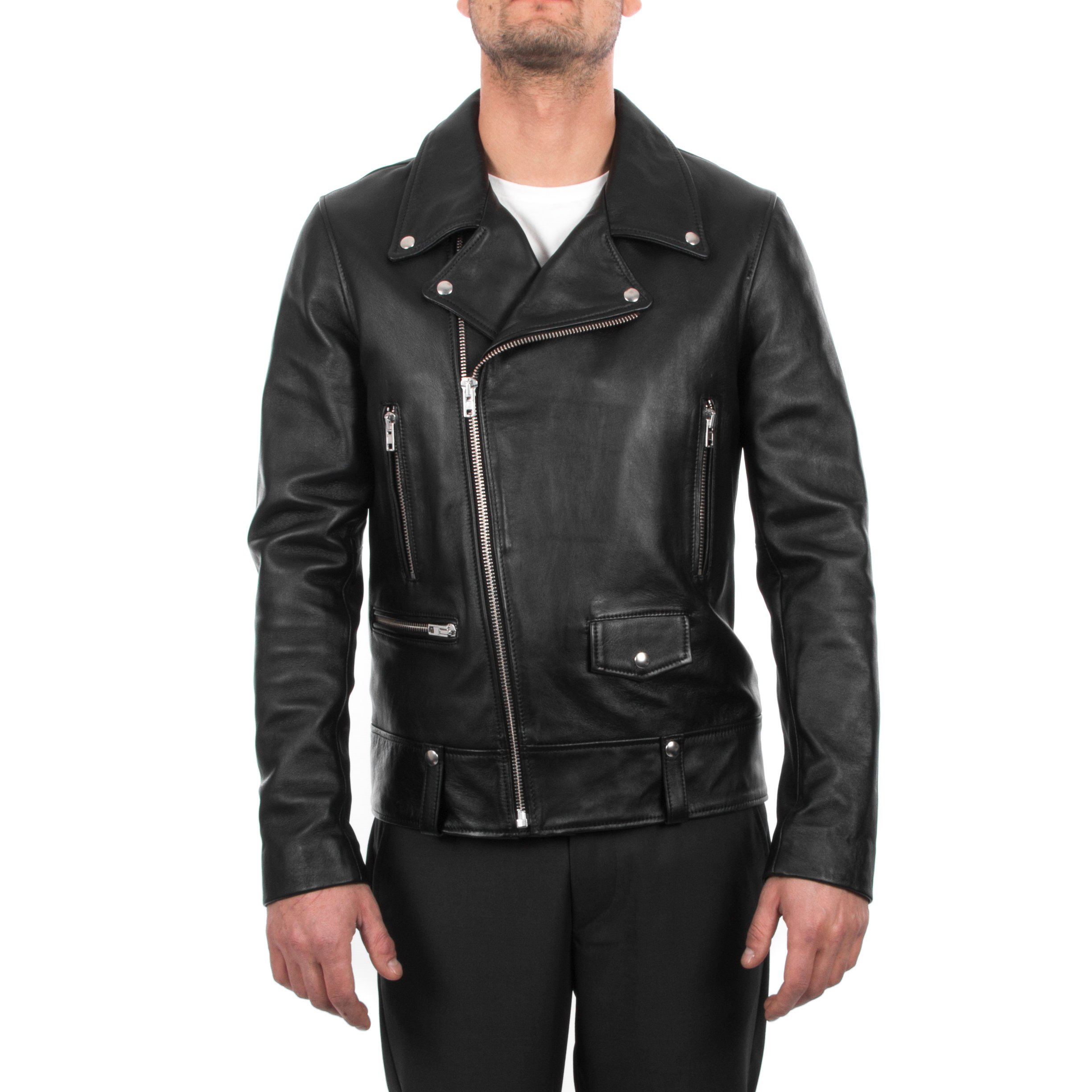 Mens Stylish Motorcycle Biker Genuine Lambskin Leather Jacket 135