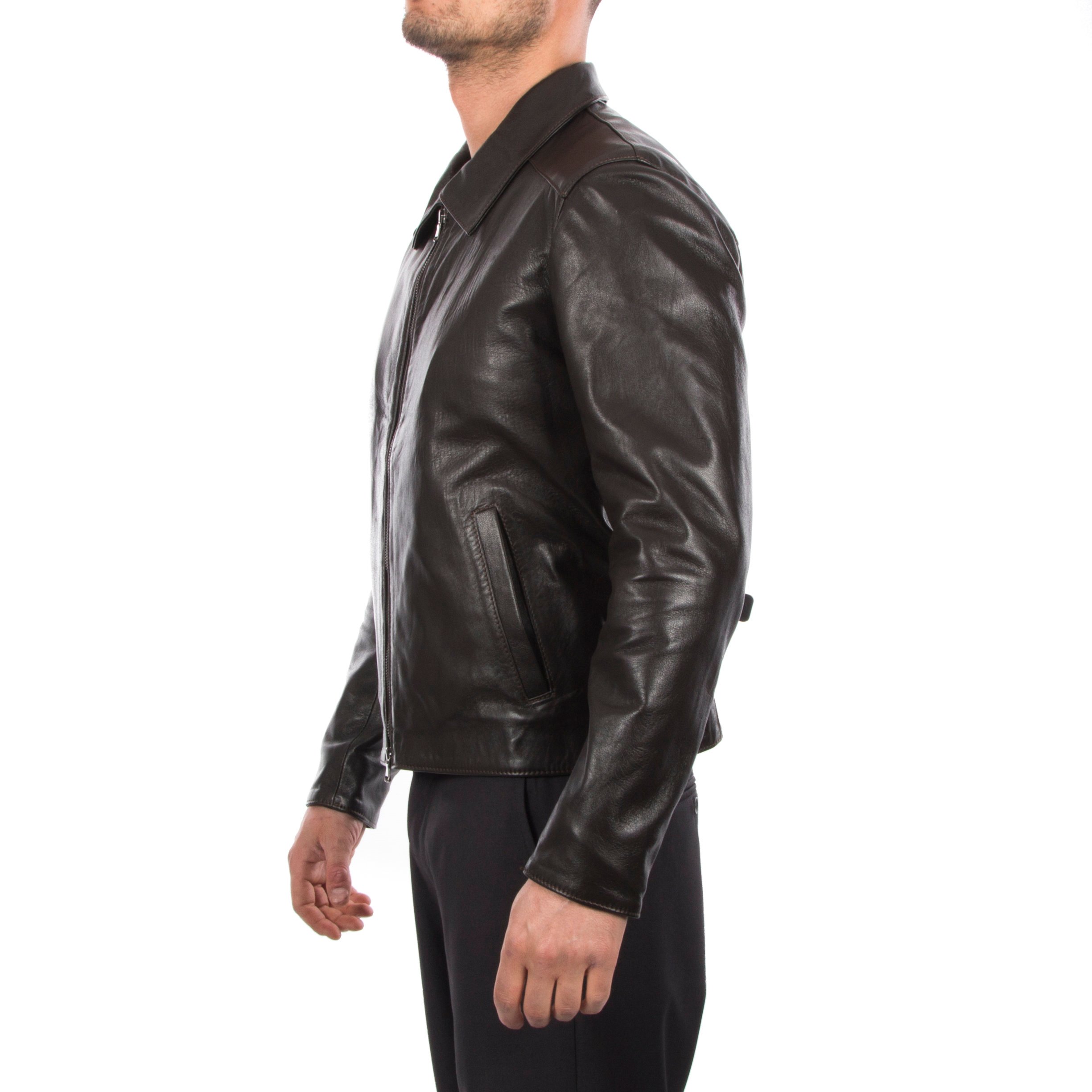 Men Dark brown lambskin genuine leather jacket Jackets Maker