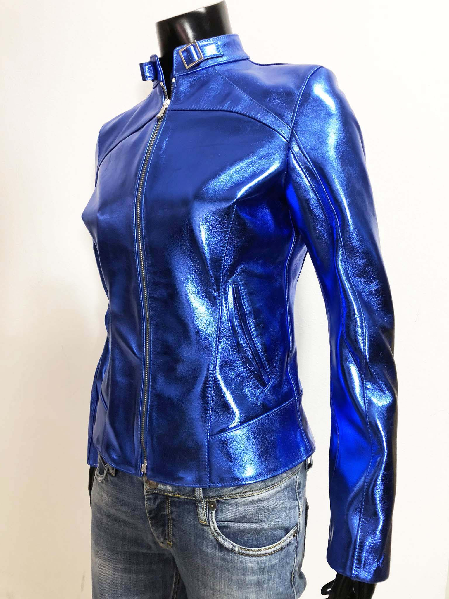 metallic blue jacket