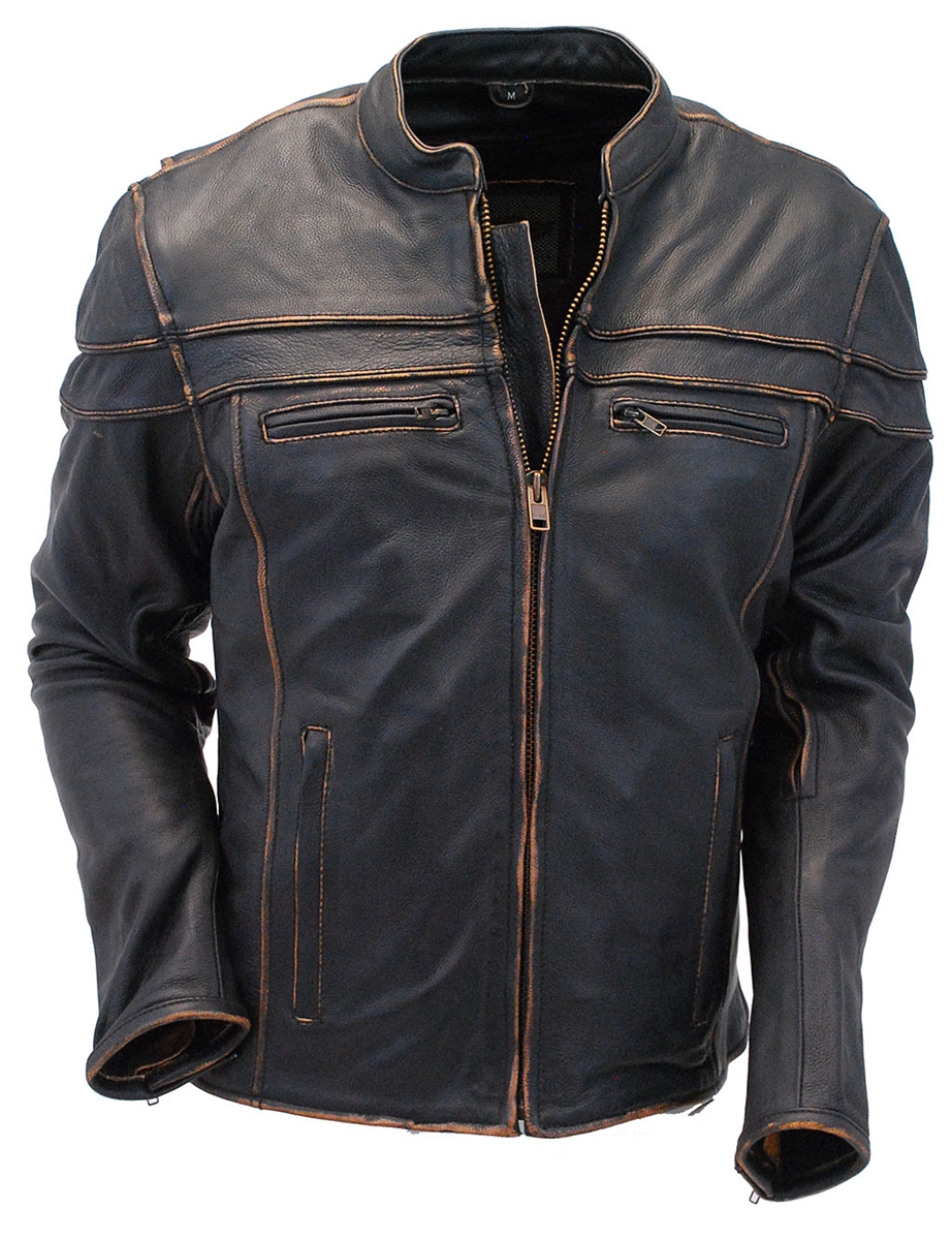 Dark Vintage Brown Leather Vented Motorcycle Jacket - Jackets Maker