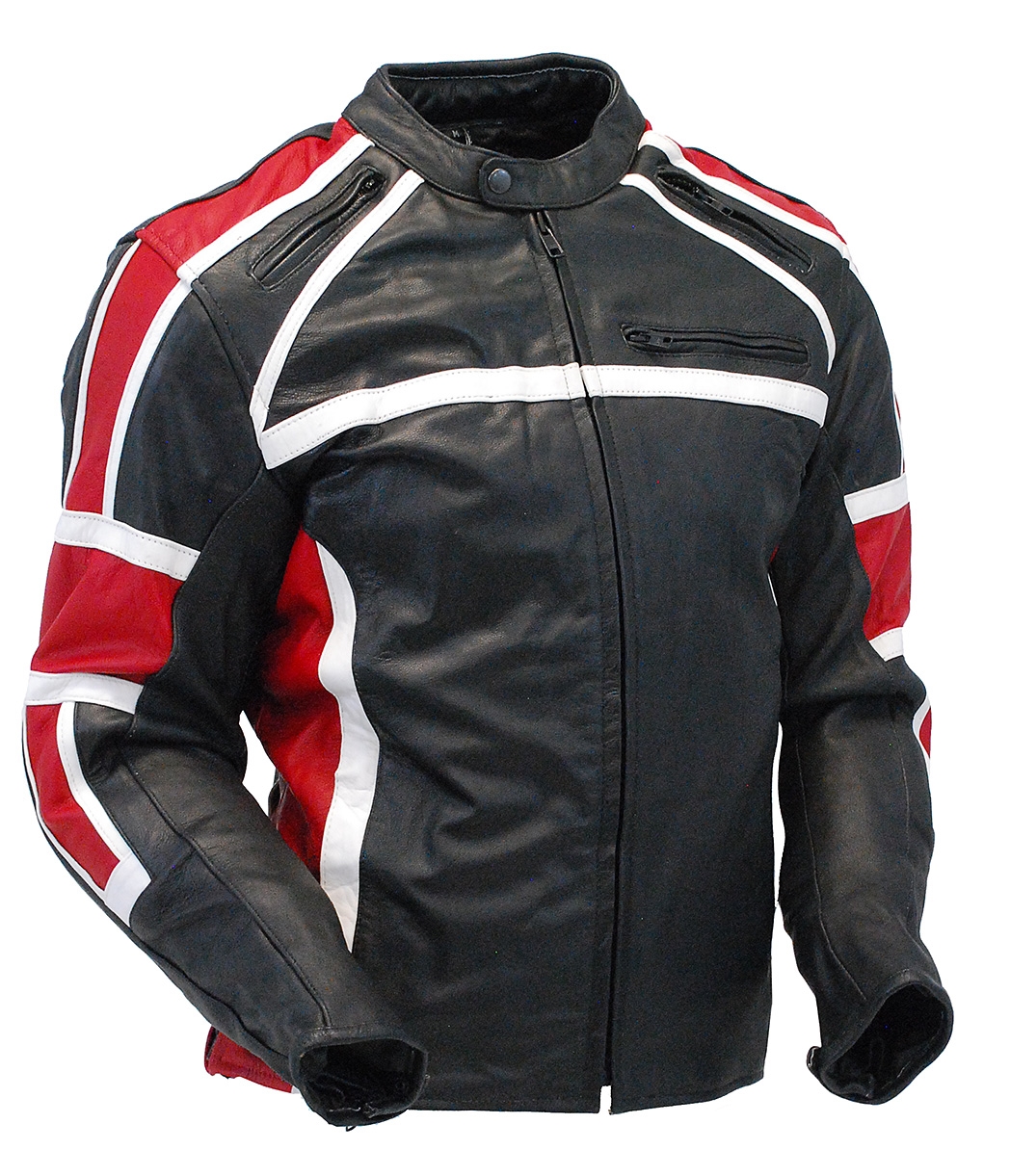 red white and black jacket