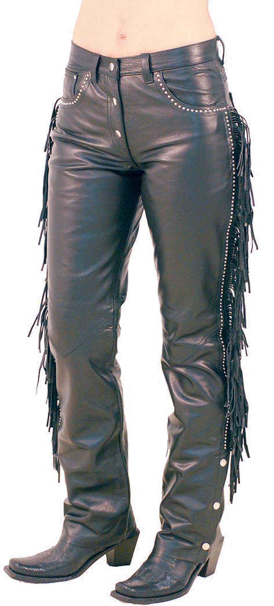 leather fringe pants