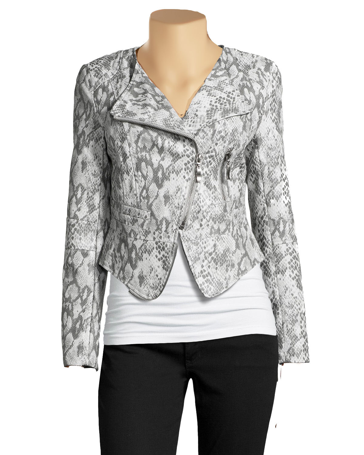 grey snake print trousers