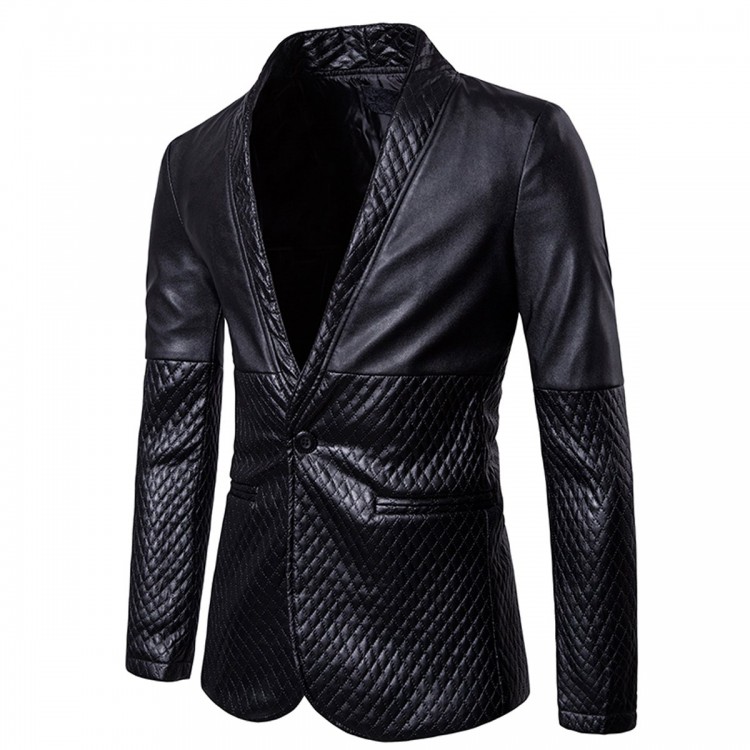 mens black leather blazer