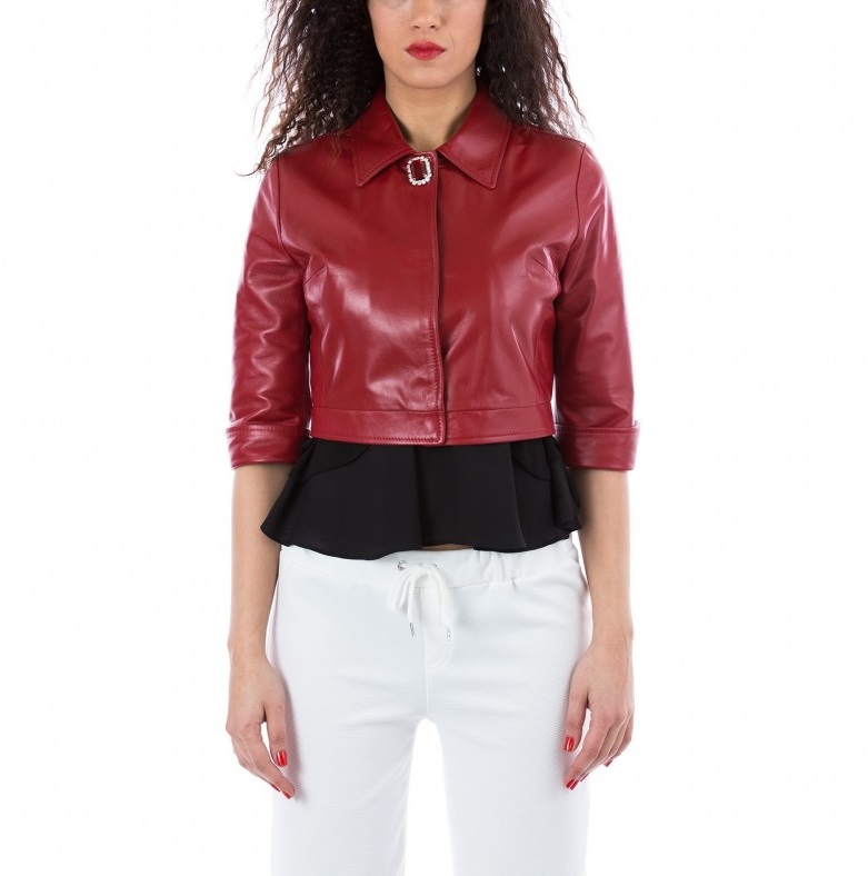 short red leather jacket