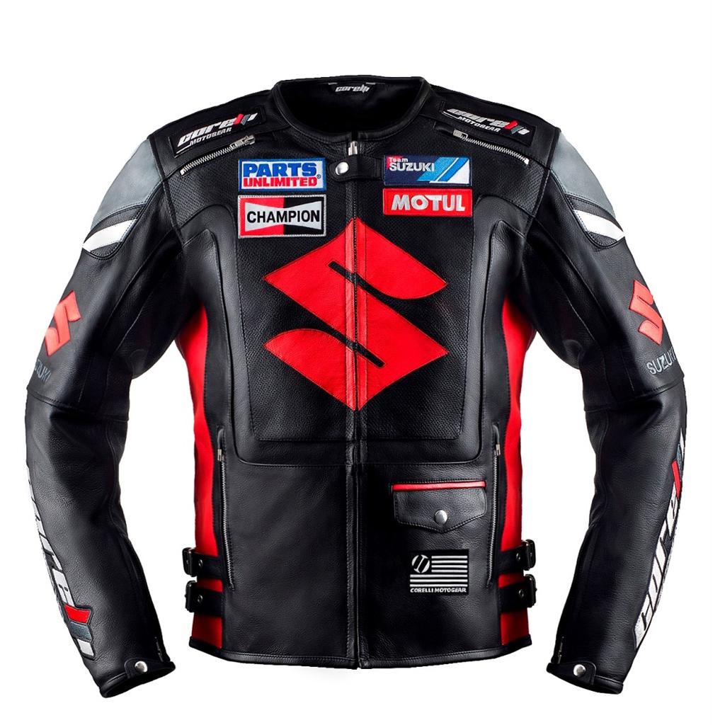 Download Suzuki Black Motorcycle Racing Leather Jacket - Jackets Maker