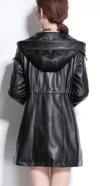 womens long black hooded coat