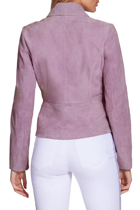 Pink Lavender Suede Biker Leather Jacket - Jackets Maker