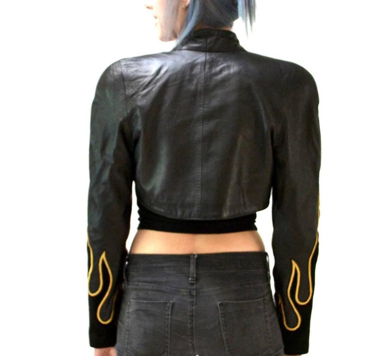 Vintage Leather Biker Jacket With Black Flames Jackets Maker - Vintage Flame Leather Jacket Vintage Leather Biker Jacket With Black Flames Jackets Maker - Vintage Flame Leather Jacket