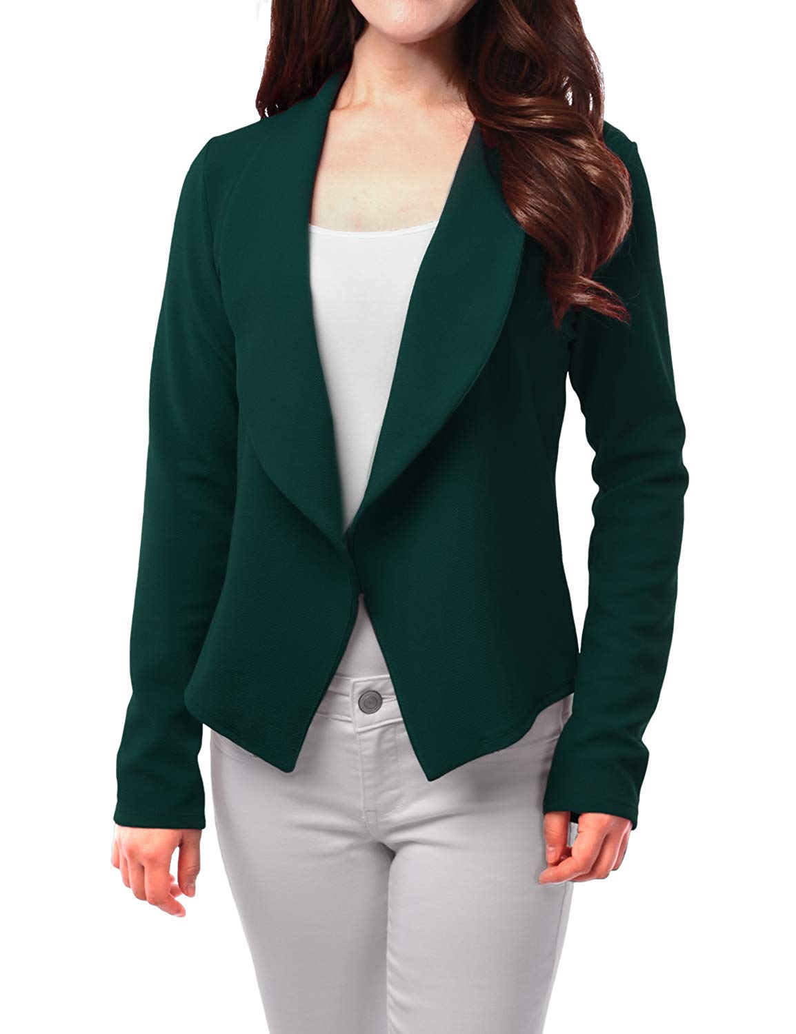 Women&#39;s Open Front Hunter Green Blazer Jacket - Jackets Maker