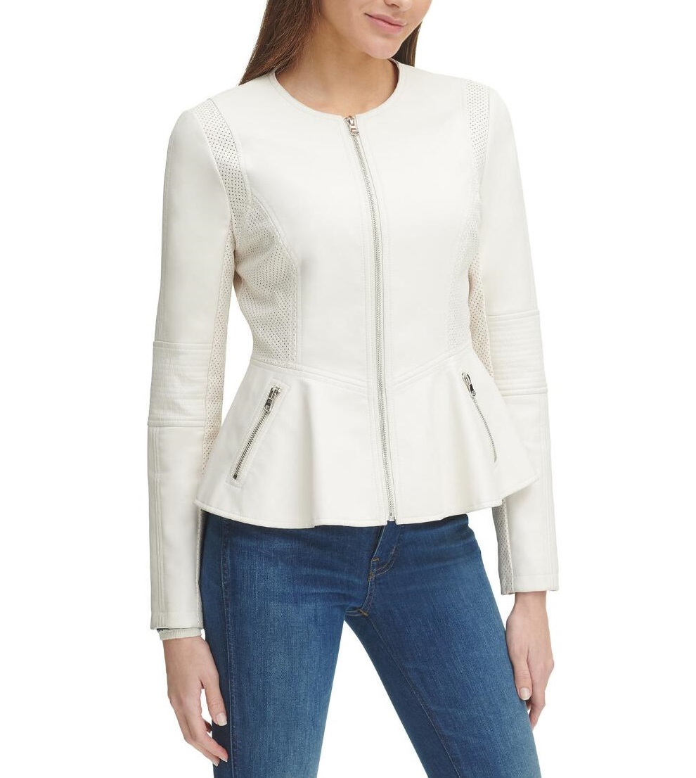 womens peplum leather jacket