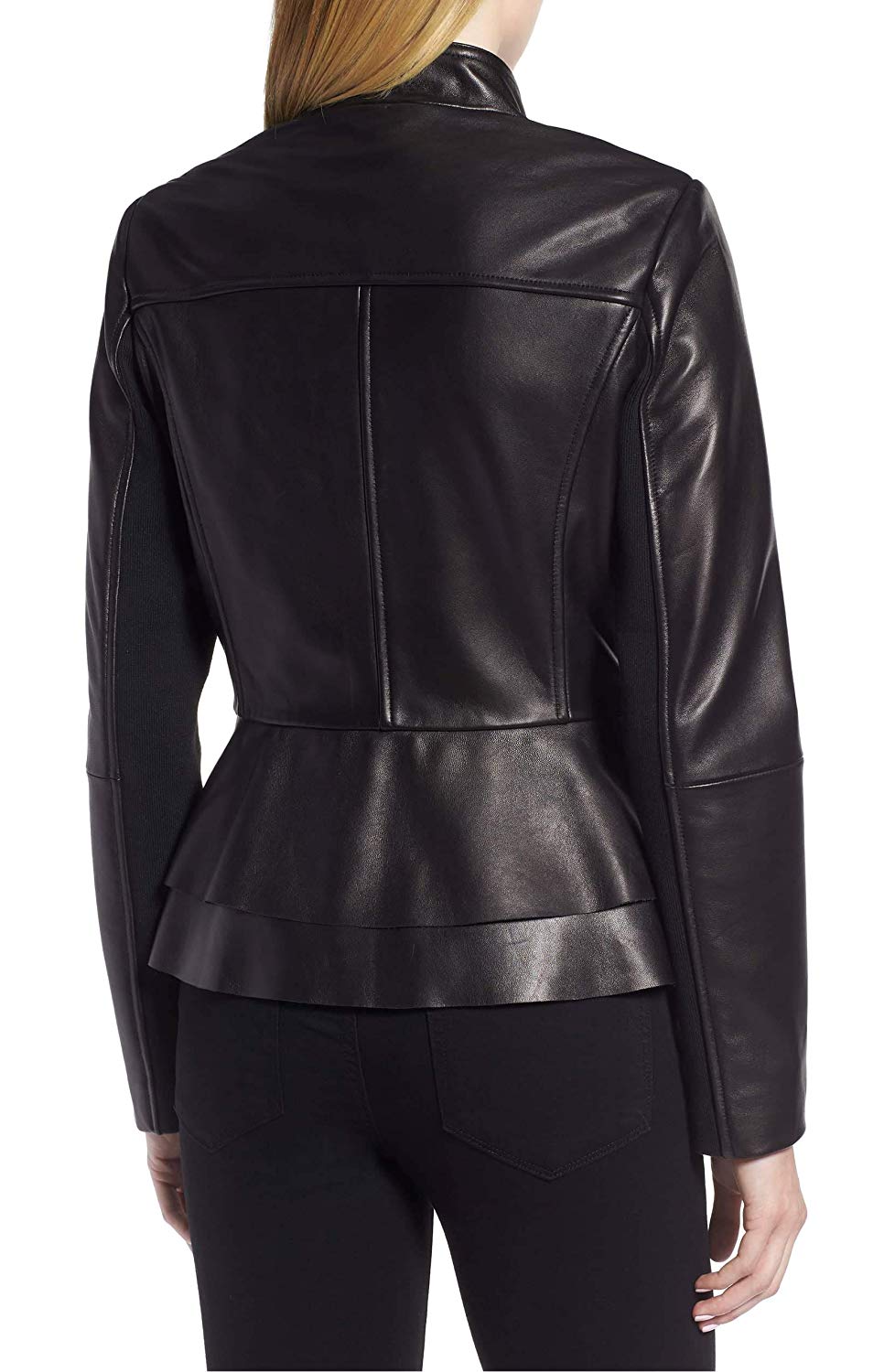 womens peplum leather jacket