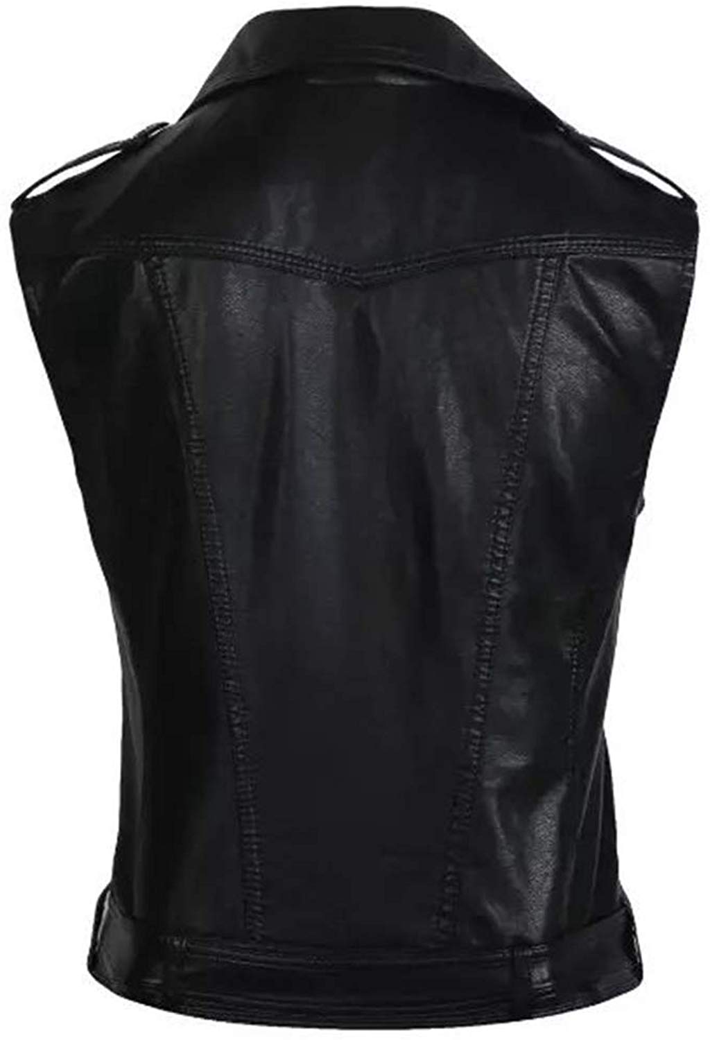 Womens Black Sleeveless Leather Vest - Jackets Maker