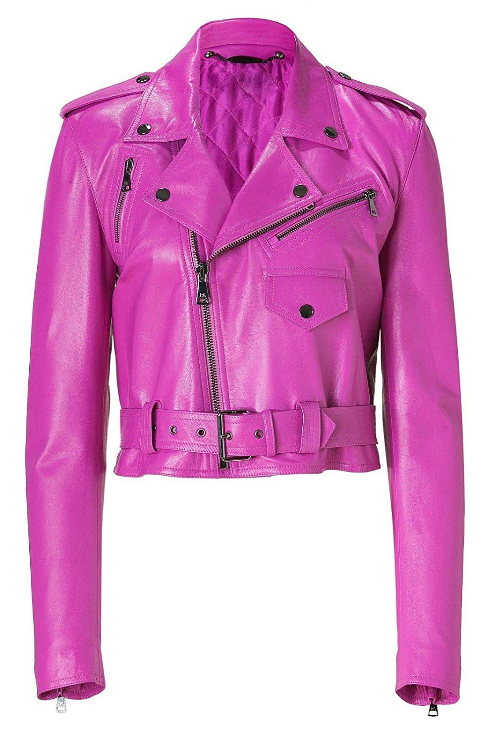 pink leather motorcycle jacket