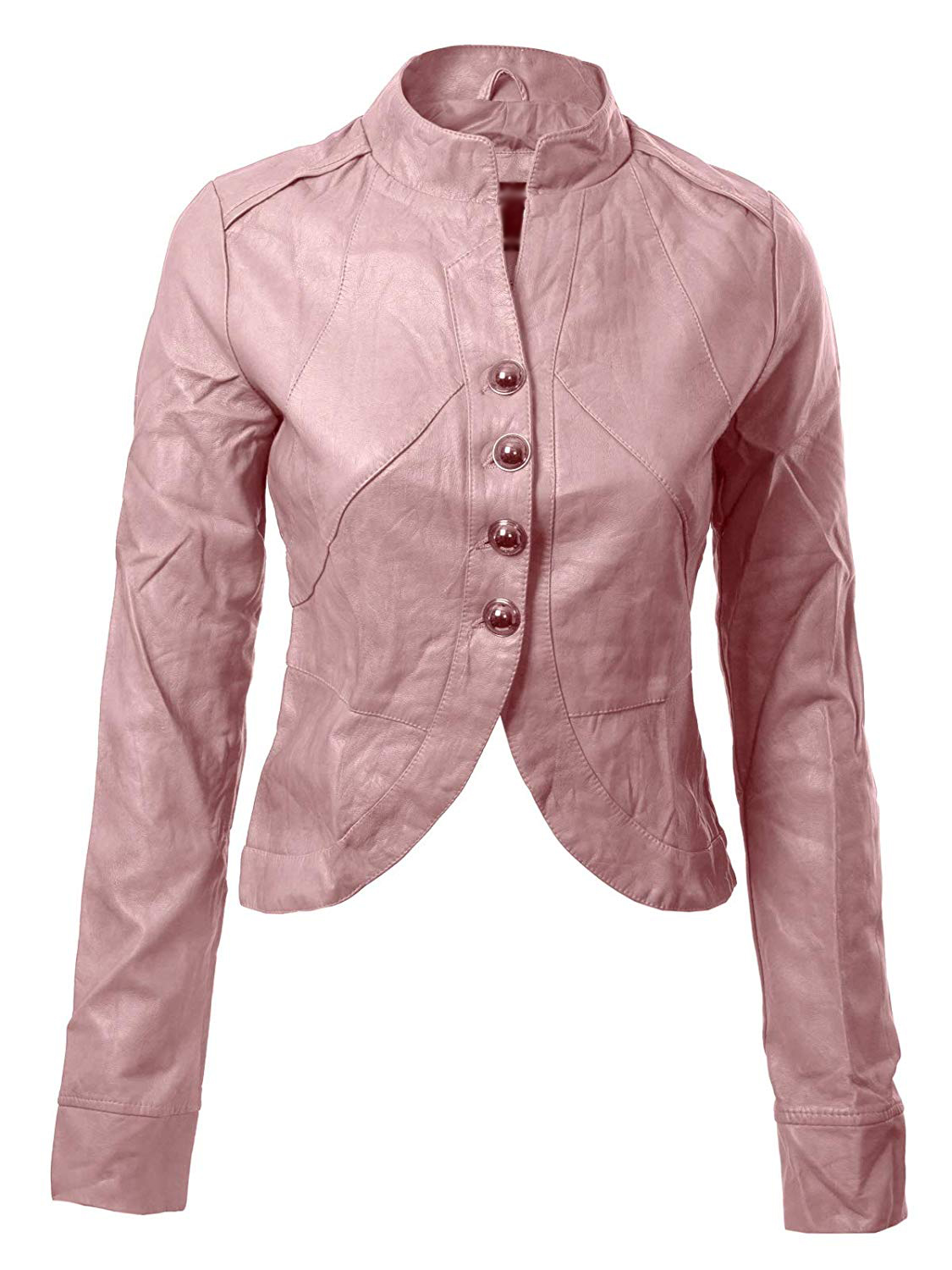 Women S Pale Pink Color Moto Biker Jacket