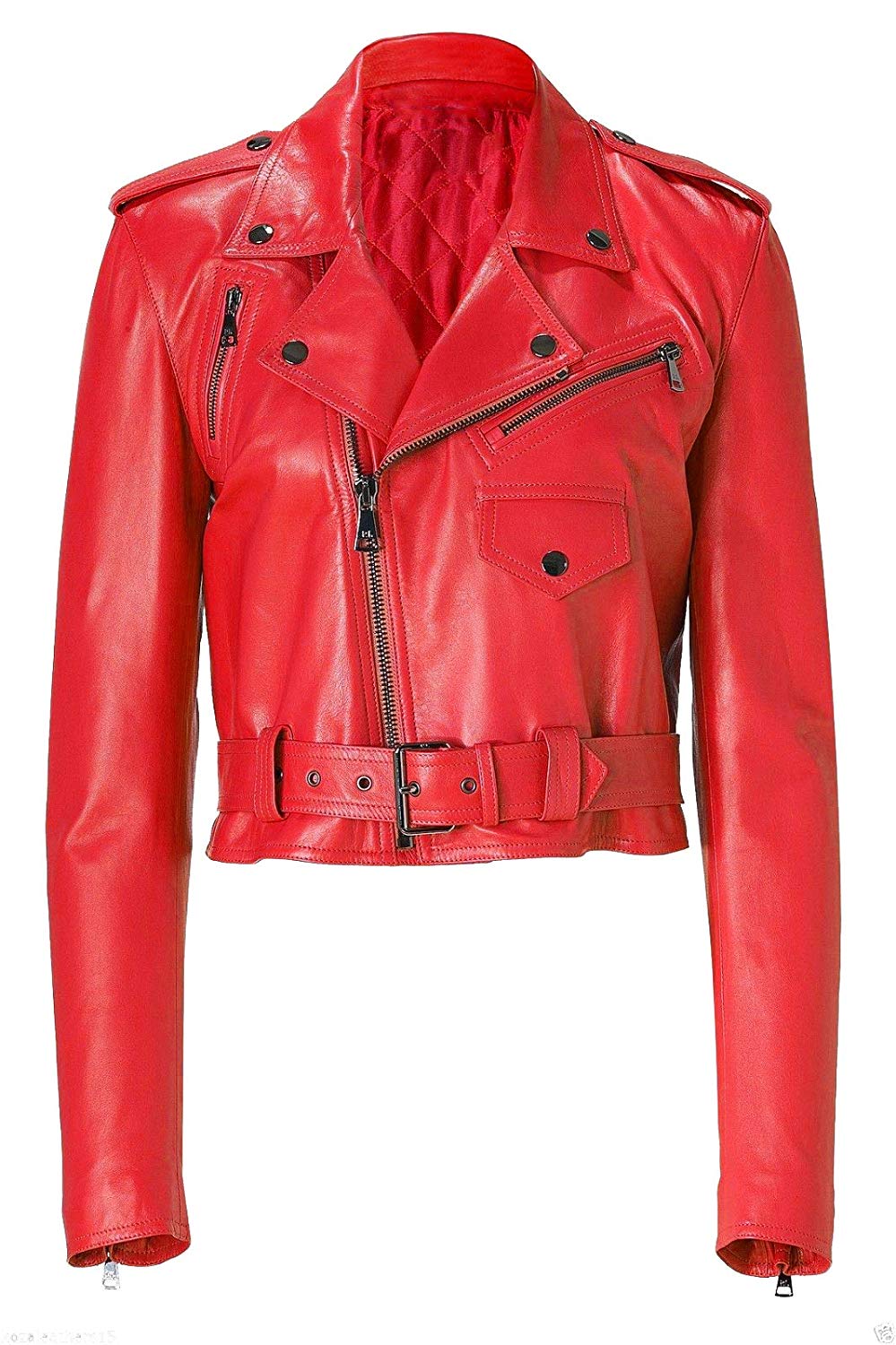 red cropped jacket
