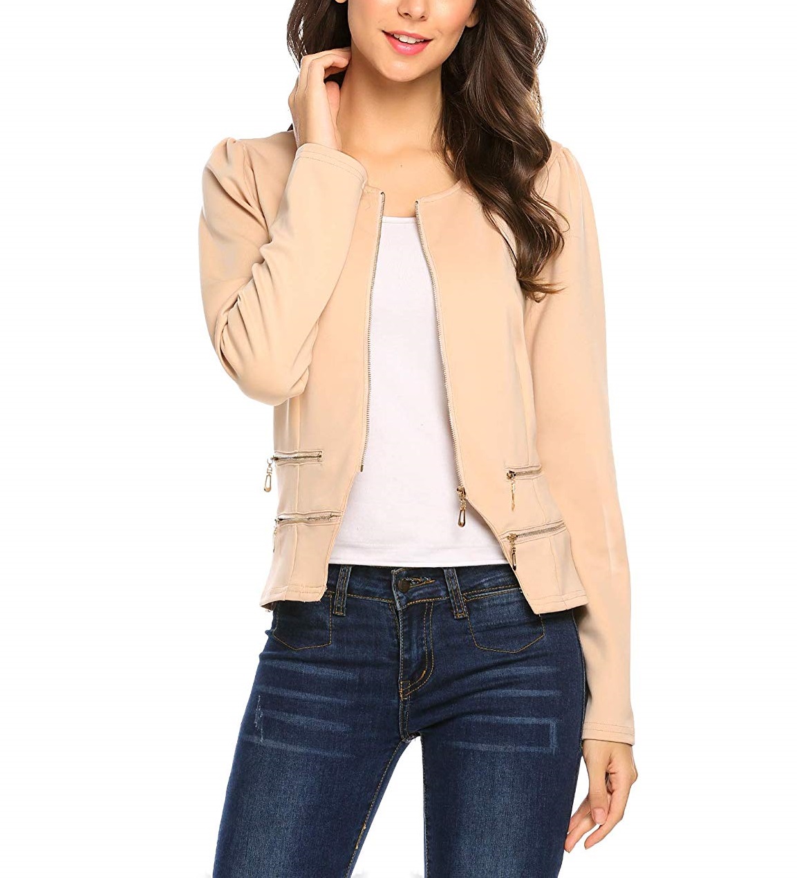 khaki short jacket womens