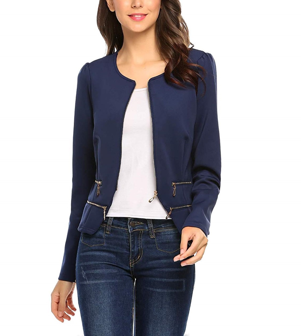 blue short blazer