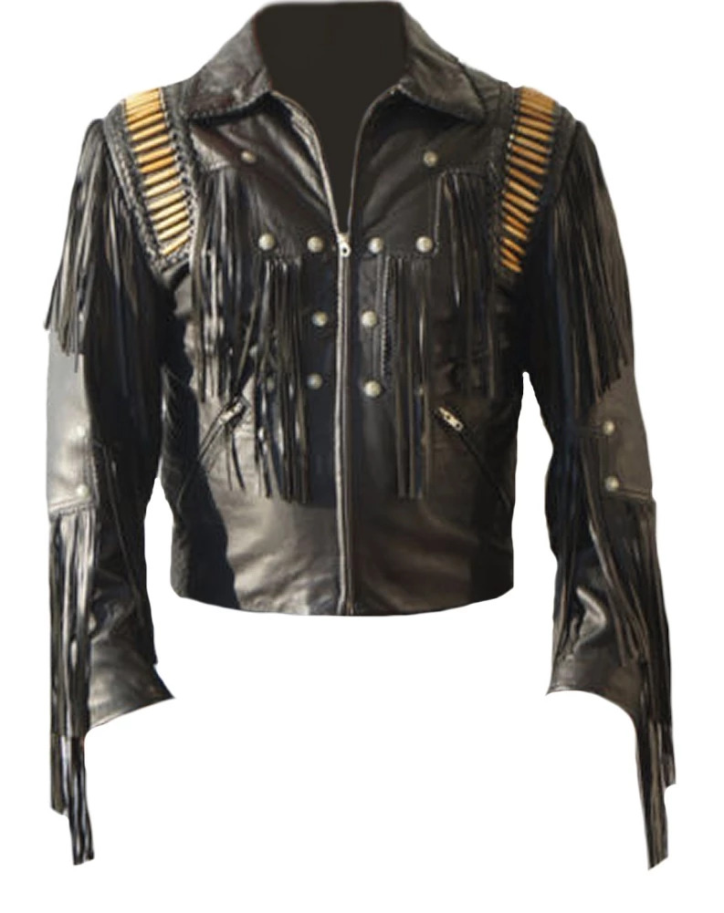 Western Leather Mens Stylish Motorcycle Leather Jacket Black