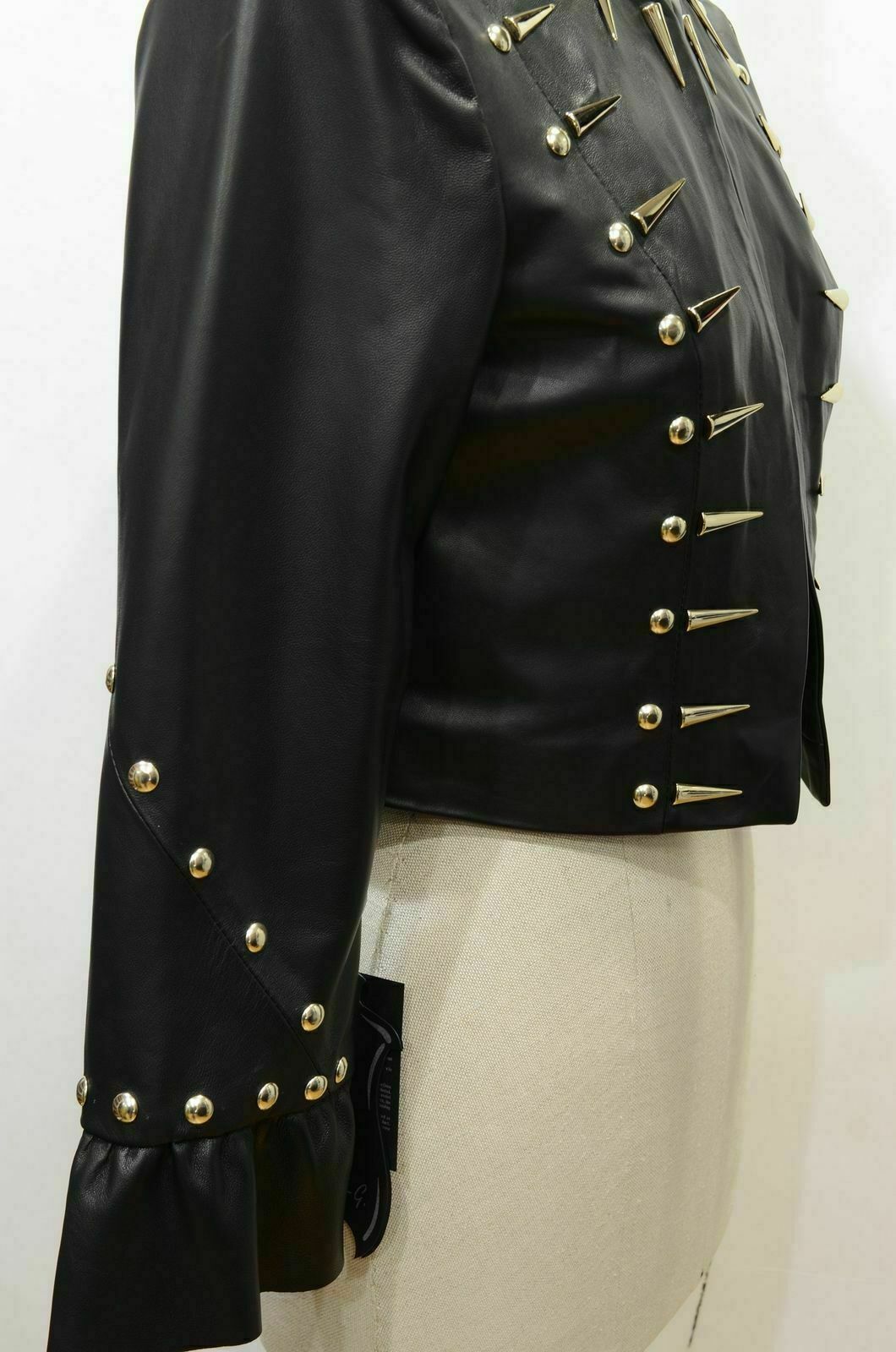 Woman Black Silver Long Spiked Studded Punk Rock Biker Leather Jacket Jackets Maker Woman Black Silver Long Spiked Studded Punk Rock Biker Leather Jacket Jackets Maker