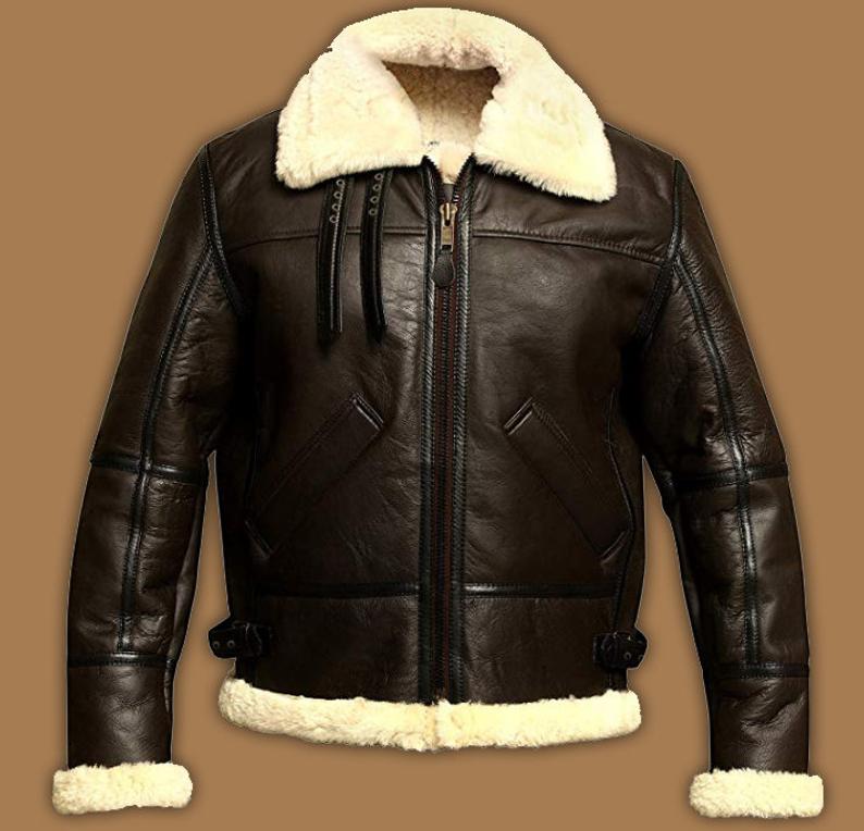 men's winter leather bomber jacket