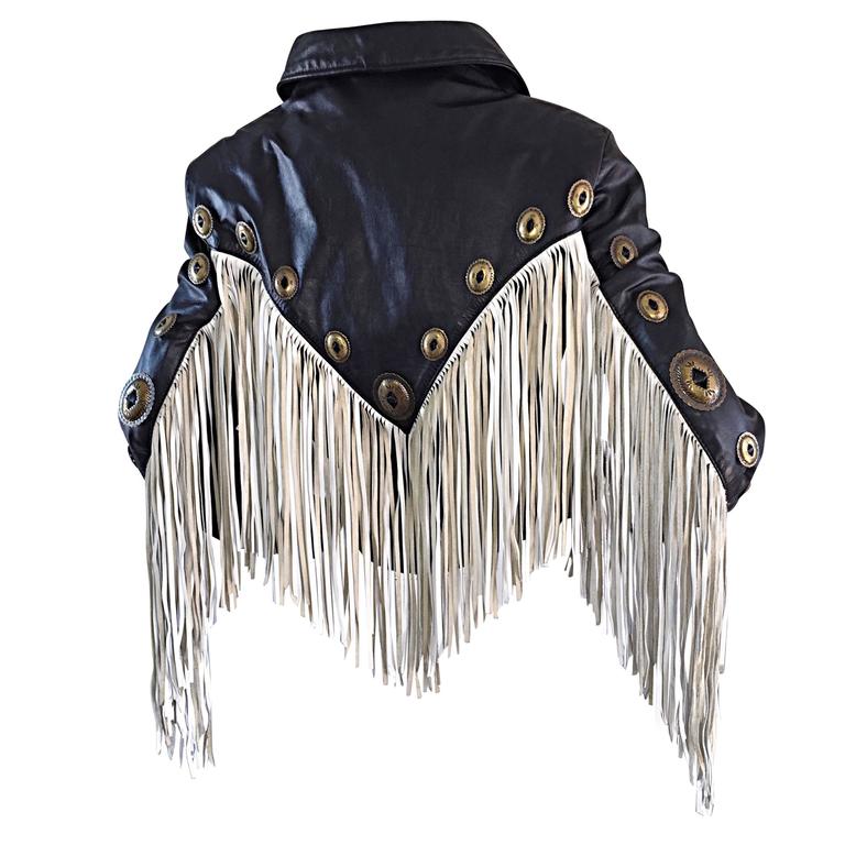 vintage leather fringe jacket