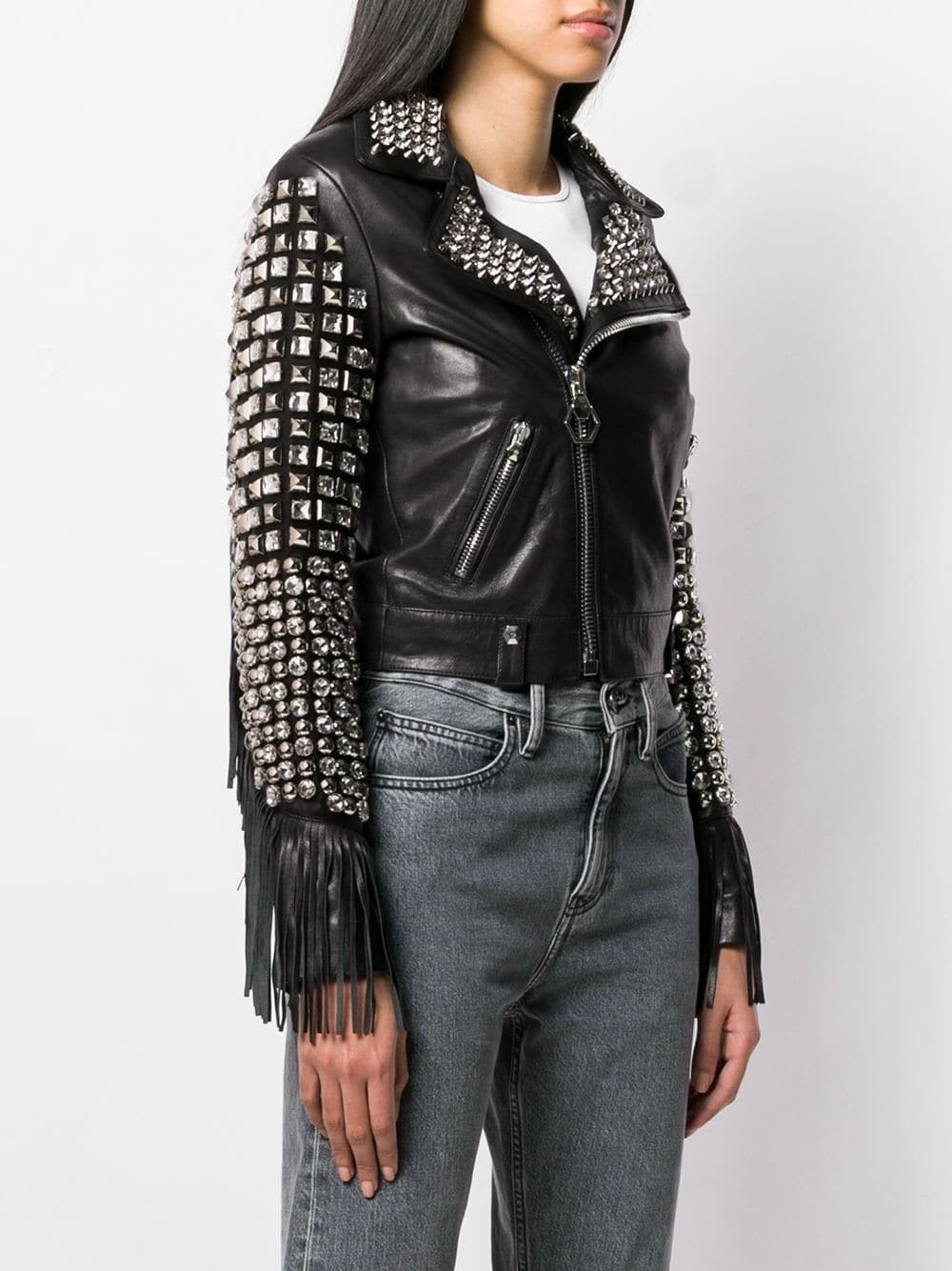 fringe leather jacket womens