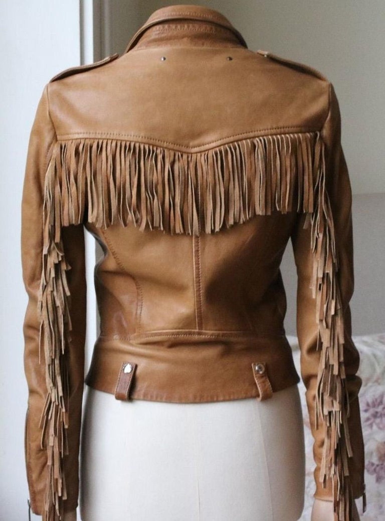 fringe leather jacket womens