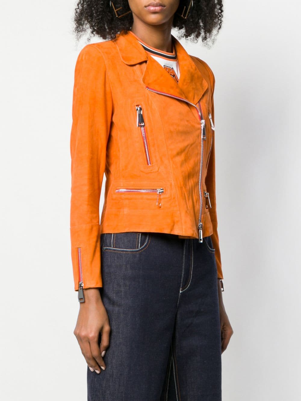 Women's Orange Metro Leather Jacket - Jackets Maker