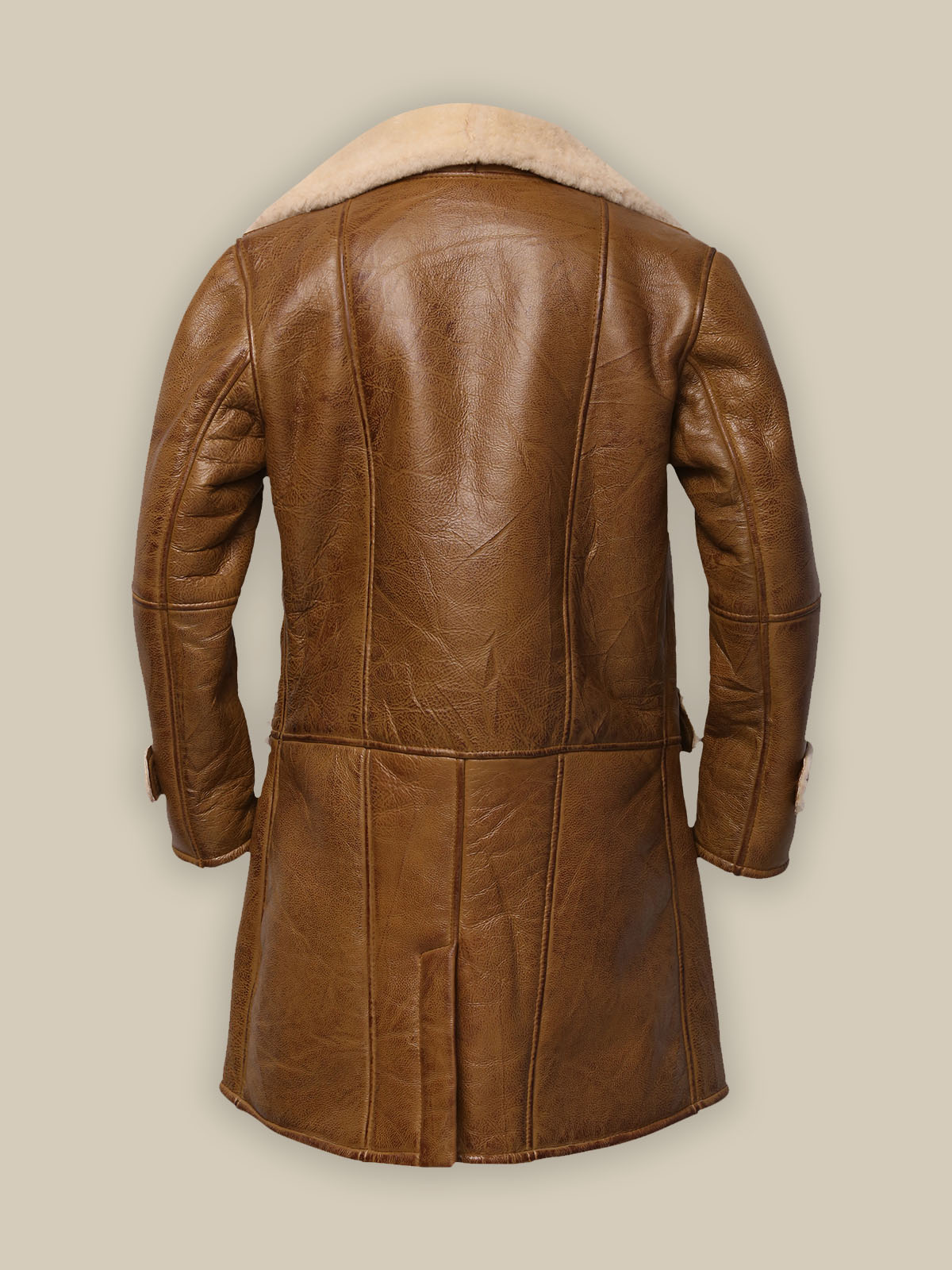 Men Brown Shearling Leather Coat - Jackets Maker