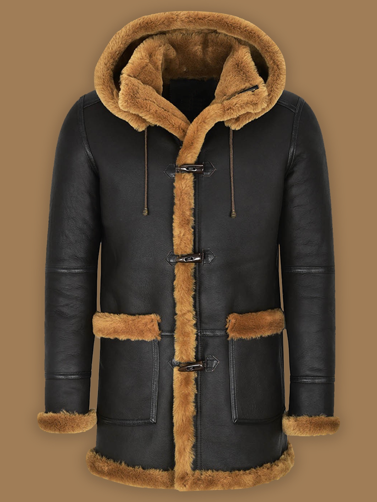 mens black sheepskin coat