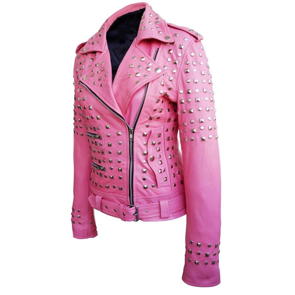pink spiked leather jacket