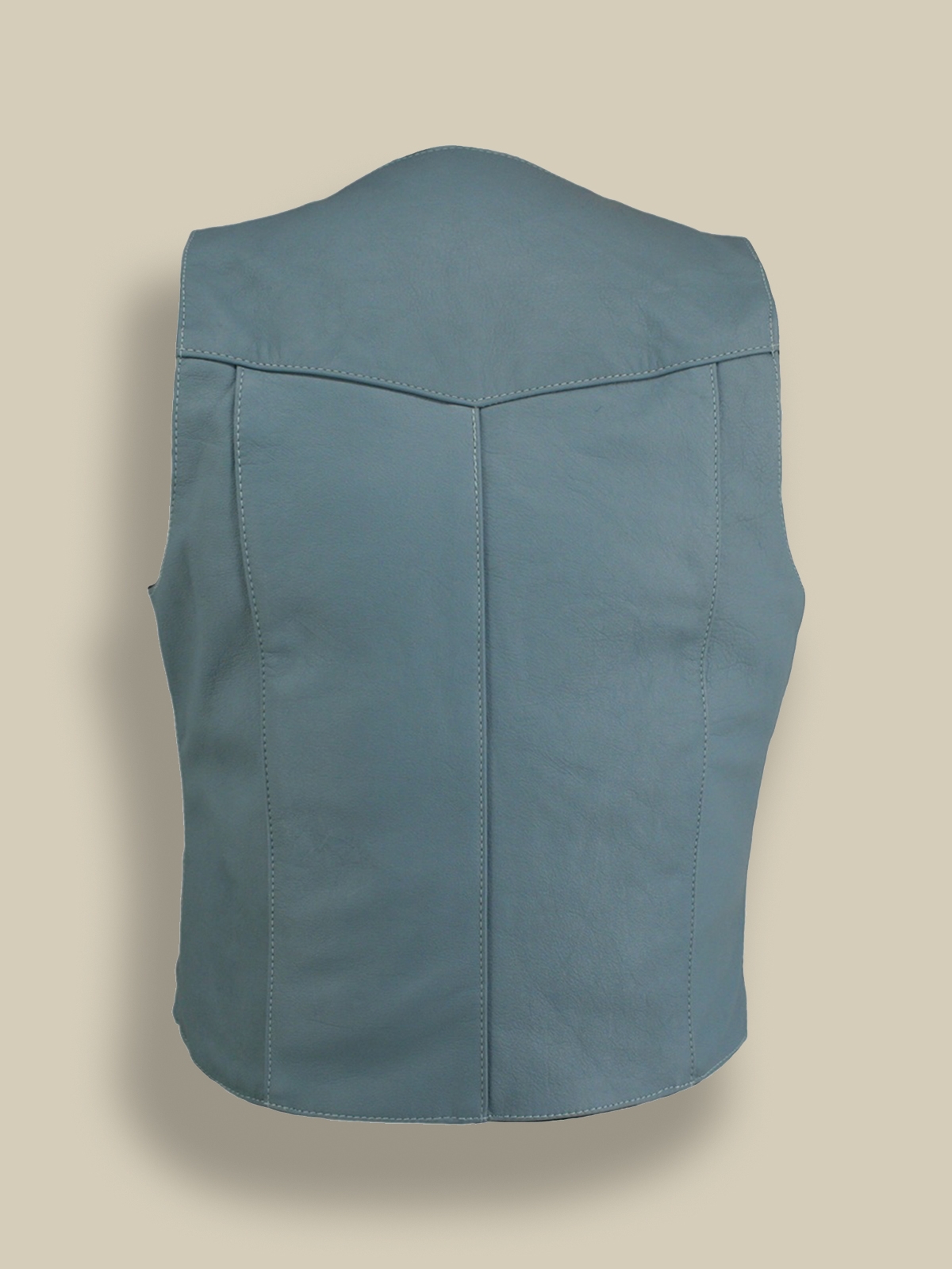 Men Baby Blue Leather Vest - Jackets Maker