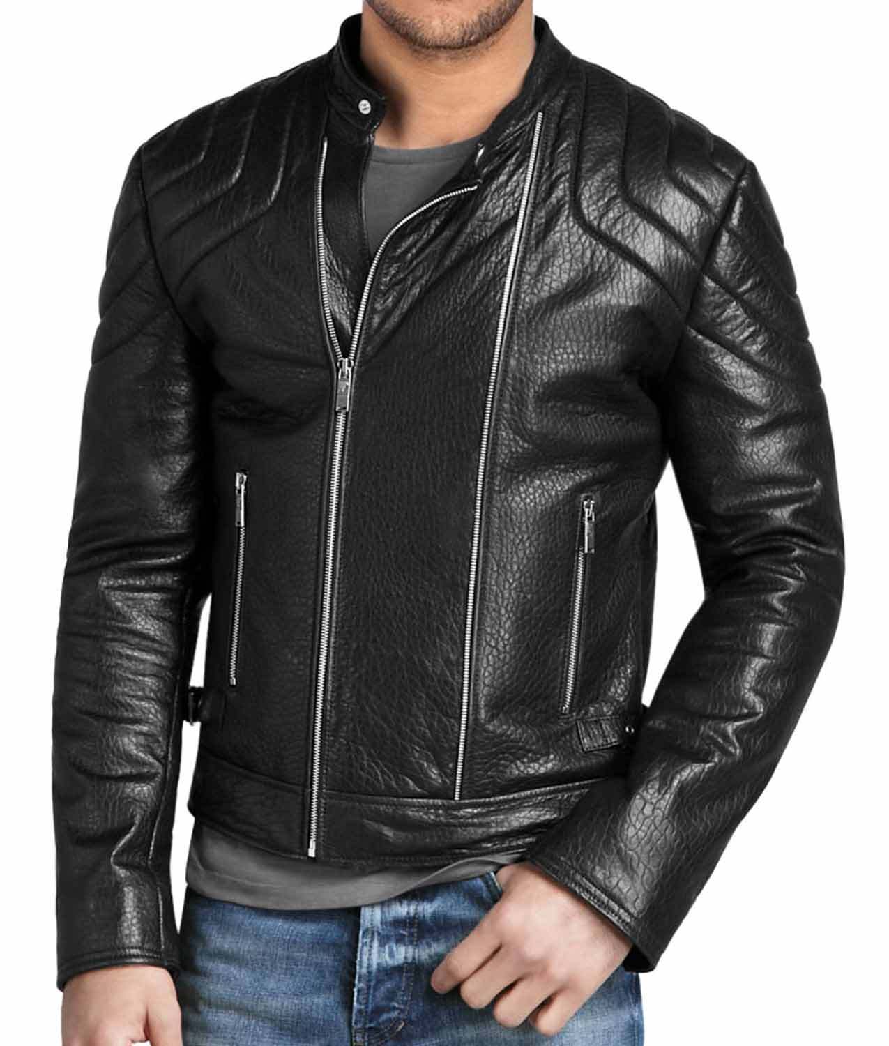padded leather motorcycle jacket