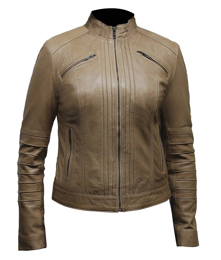 beige biker jacket womens