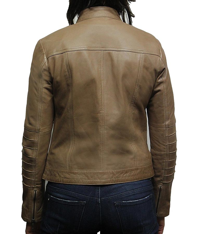 beige biker jacket womens